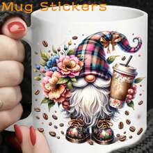 12 szt. Coffee Gnomes UV DTF Transfer Stickers do gorących i zimnych napojów, idealny prezent na urodziny, święta, Boże Narodzenie, Nowy Rok, Walentynki, wysokiej jakości samoprzylepne naklejki na kubki i butelki z wodą