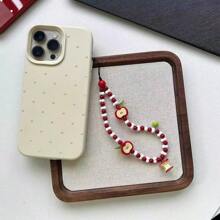 Handmade Half Apple Shaped Mobile Phone Lanyard Keychain Beaded Strap Cute Camera Pendant, Fresh Design Gifts For Mother, Family, Friends, Birthday, Holiday Phone Charm, Phone Chain