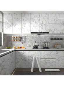 1 Roll Self-Adhesive White Marble Vinyl Contact Paper, Waterproof Wallpaper For Kitchen Cabinets, Countertops, Furniture, Room Decor, In Stone And Wood Style, Easy To Apply And Remove, Random Patterns And Stripes Gifts Birthday Graduation Home Decor Wall Decor Bathroom Decor Bedroom Decor Room Decoration Stuff Living Room Decor House Decor Home Decor Living Room Wall Art Wall Paper Stickers Personalised Stickers