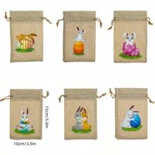24pcs Easter Bunny Rope Gift Bags, Twine Party Favor Bags For Easter Egg Decoration And Gift Wrapping Supplies, For Mother's Day, Bridesmaid Gifts, Graduation Gifts, Birthday Gifts, Wedding Gifts