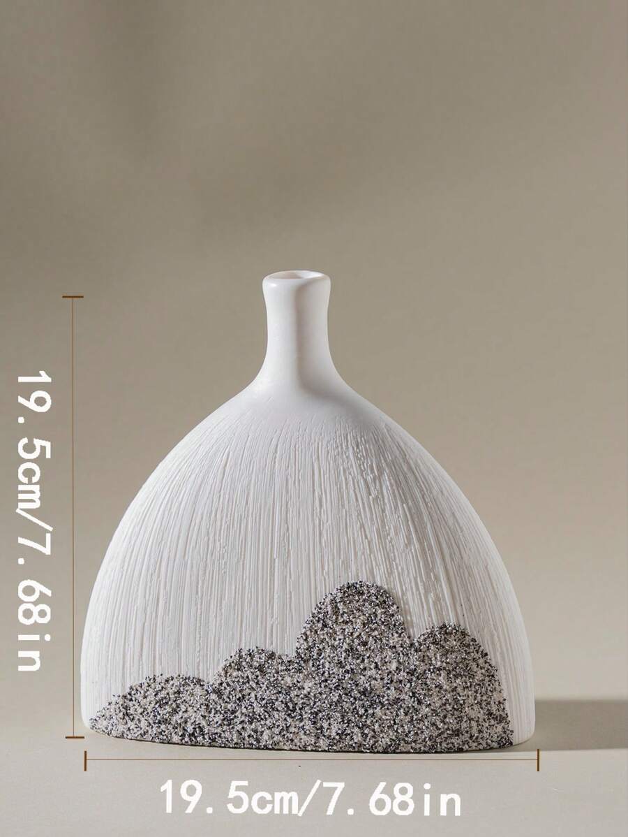 1 件不对称陶瓷花瓶，大号 8.5 英寸，适用于水培植物、家居装饰、桌子、书架、办公室、干花 - 花瓶 - 查看 1