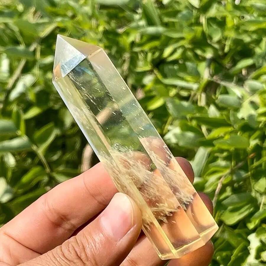 Yellow Crystal Quartz Point Obelisk With Lemon Smell/Clear Smelt Quartz Polished Chunks/Special Gift/Meditation Stone, Home Decoration Figurine Ornaments, Crystal Crafts, Valentine's Day, Jewelry Patterns, Beading&Jewelry Making