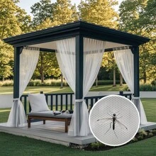1 Piece White Outdoor Mosquito Net Curtain, Transparent Decorative Breathable Mesh, Adjustable Height, Easy Installation For Patio, Balcony, Garage Door, Backyard, Porch, Gazebo - White - View 2