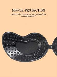 Sticky Invisible Mango-Shaped Bras – Strapless Silicone Push-Up Bra Cups For Backless Dresses, Breathable Self-Adhesive Lift Pads For Women, Reusable & Skin-Friendly - Black - View 3