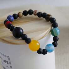 复古串珠手链，天然石串珠手链，节日礼物，生日礼物，时尚炫酷手链礼物，男女皆宜 - 彩色 - 查看 3