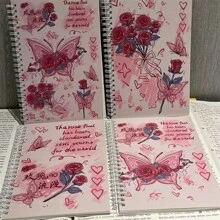 2 Pcs A5 Coil Notebooks Butterfly Gaomei Ins Style Gaomei Notebook Girls' Notebook Student Homework Notebook (Style And Color Random)