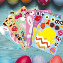 Easter Stickers, Easter Basket Decorations Egg Rabbit Stickers, Easter Event Party Gift Game Easter Craft Gift Bags