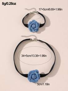 2 件套玫瑰花项链和手链首饰套装，送给女孩的礼物