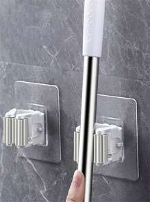 3 PZAS Soportes de pared para escobas y trapeadores sin taladro, sin daños, con adhesivo fuerte para almacenamiento