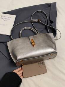 Fashionable Vintage Bucket Bag For Women, High Quality Tote Bag With Detachable Strap, Suitable For Work Commute Shopping Travel