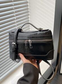 New Fashion Shoulder Bag, Versatile Diagonal Shoulder Bag, Mini Square Box Bucket Bag - Black - View 7