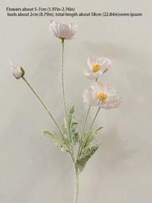 1 Flor artificial de amapola para decoración del hogar, flor de seda con tallo, adornos de flores artificiales para decoración de fiestas, bodas, restaurantes, mesas, ramos, regalos, cumpleaños, graduaciones, jardín, exterior, jardinería, flores falsas.