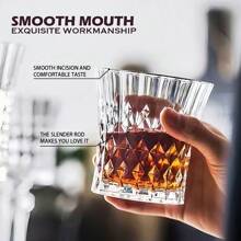 6 件，钻石切割玻璃杯，优雅的朗姆酒和波本威士忌小酒杯，优质玻璃材质，适合家庭酒吧和活动 - 建议手洗，非常适合圣诞节、感恩节、情人节、母亲节，260 毫升/8.9 盎司