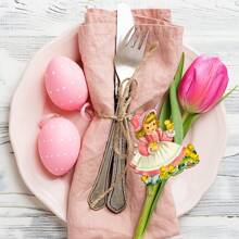 24pcs Spring Easter Wooden Decor, Easter Eggs, Rabbits, Chicks, Lambs, Happy Easter Hollow Wooden Hanging Ornaments Gifts Birthday Graduation