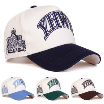  1st Kvinnors YHWH Letter World Champion justerbar basebollkeps, trendig hatt med 5 paneler för utomhussolskydd, fritidskläder, lämplig för vår, höst, resor, strand