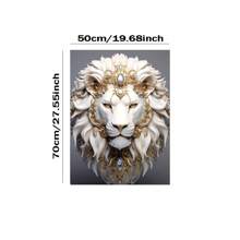 1pc, Animals Posters, White Lion Wall Arts, Golden Luxury Jewelry And Lions Decorative Painting, For Porch, Living Room, Office, Kitchen, Home Wall Decor, Gifts For Friends, No Frame Birthday Graduation