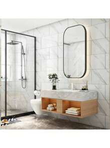 14 件 30*30 厘米自粘可移除乙烯基地板砖，防水瓷砖贴纸适用于厨房、卧室、地下室、浴室（大理石风格）家居浴室装饰浴室地毯地毯秋季装饰浴室配件