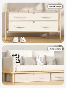 1 件米色床底收纳袋，衣物收纳袋，季节性床上用品收纳袋，卧室床底玩具收纳袋