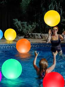 38cm Inflatable Waterproof Glowing Ball, Floating Pool Light With 16-Color Changing LED And Remote Control, Suitable For Outdoor Swimming Pool, Beach, Garden, Pond, Wedding, Party Decoration - 白色 - 查看 3
