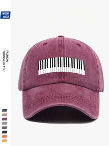 Charming Music Baseball Cap With Piano Print, Casual Trucker Hat Unisex Hip Hop Music Party Sun Hat For Men And Women. Comfortable Breathable Vintage Curved Brim. Adjustable Size, Suitable For Daily Casual, Outdoor, Beach, Hunting, Fishing, Music Festival, Easter, Father's Day, Mother's Day And Ideal Gift For Friends. All Season Accessory.