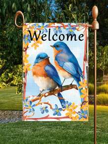 Bandera de jardín temática de primavera y verano, diseño de una sola cara, de poliéster lino impermeable, con patrón de colibrí, lavable a máquina, de 12x18 pulgadas, adecuada para decoración de jardines y patios exteriores, decoración de cumpleaños, bodas, fiestas, graduación, hogar, tapices