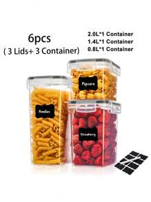 20pcs Kitchen Decor And Accessories,Complete Food Storage Containers With LIDS, Clear Food Jars, Moisture-Proof Sealed Crisper, Suitable For Cereals, Rice, Salt, Pepper, Tea, Nuts And Coffee Beans, Plastic Food Storage Jars, Household Kitchen Items, - 黑與白 - 查看 12