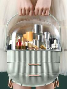 高端奢华透明化妆品和护肤品收纳盒，抽屉式大容量防尘梳妆台浴室收纳盒，可存放口红、面膜、配饰