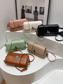 Effen kleur modieuze PU vierkante oksel tas, schoudertas casual veelzijdige minimalistische crossbody tas, lichtgewicht zakelijke vrouwen handtas met klep, geschikt voor meisjes, dames, studenten, kantoorpersoneel, zakelijke gelegenheden