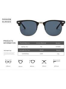 1 buc pătrat jumătate de ramă personalizată ochelari de soare casual accesorii accesorii plajă ochelari de soare pentru vacanță de vară la plajă, în aer liber, călătorii