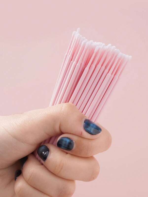 100pcs Thin Cleaning Swabs, Nano Cleaning Buds For Eye Makeup, Makeup Remover, Eyelash Extension Cleaning, Disposable Lip Brushes, And Makeup Brushes