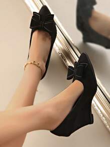 Women's Wedge Shoes, Professional Style High Heel, Pointed Toe, Suede, Fashion Comfortable Versatile Increased Height, Plus Size