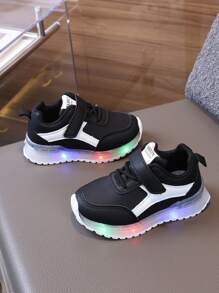 1 Pair Children's Spring/Autumn Lighted Sneakers, Boys' White Shoes, Girls' Sports Shoes