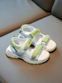 女童纯色底凉鞋，儿童沙滩鞋，夏季女童厚底凉鞋，中大童学生沙滩凉鞋 - 綠色 - 查看 4