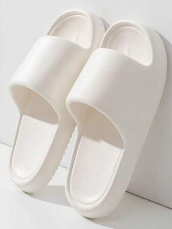 夏季新款厚底舒适纯色柔软圆头一脚蹬休闲简约防滑防臭EVA材质室内外拖鞋[建议订购大一码，更加舒适]