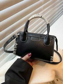Fashionable Color-Blocked Women Casual Mini Tote Bag, With Adjustable Long Strap