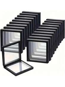 10 件 ClearView 3D 浮动展示盒，塑料防尘珠宝包装，透明悬浮收纳盒，用于项链、手镯、戒指、硬币、耳环、别针，带弹性膜，礼品盒，适合零售和个人使用