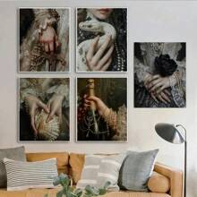 1 件维多利亚风格迪斯科镜子奢华配饰优雅女性复古海报帆布画墙艺术家居装饰无框架 - 彩色 - 查看 5