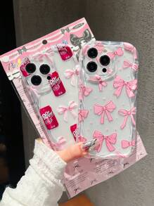 2 sztuki różowy Soda Pop & Bow Wave Edge etui na telefon odporne na wstrząsy kompatybilne z Apple 11, 12, 13, 14, 15, 13 Pro Max, XR, 11 Pro Max, 16 Plus, 13 Pro, 14 Pro