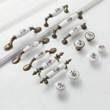 1 件陶瓷 + 锌合金橱柜门抽屉拉手，复古欧式风格多种设计抽屉拉手，适用于儿童房、厨柜、衣柜、柜门、梳妆台、美式家具