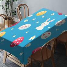 1pc Easter Tablecloth With Rabbit & Egg Design, Suitable For Spring/Summer Decoration, Easter Gift, Indoor/Outdoor, Easter Party & Home Decor, Easter Decorations, Farmhouse Decor - Multicolor - View 79
