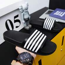 Striped Slippers , Non-Slip Slides, Classic 5-Bar Design, Beach Water Shoes