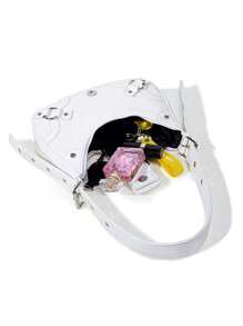 Damska torba na ramię w stylu koreańskim, biała, ze skóry PU, punkrockowo-gotycka metalowa klamra, odpowiednia dla studentów, dojazdów do pracy, prezentów na Halloween