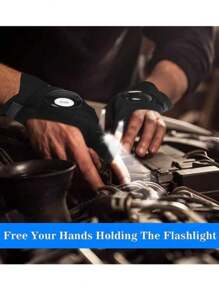 A Pair Of LED Flashlight Gloves, Suitable For Outdoor Camping, Night Fishing, Night Cycling, Circuit Maintenance, A Very Cool Gadget, A Perfect Gift For, Boyfriend, Son.