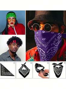 12 pièces/6 pièces/1 pièce Bandana classique à imprimé cachemire, foulard carré vintage en polyester, fichu, convient pour le printemps, l'été, l'automne et l'hiver