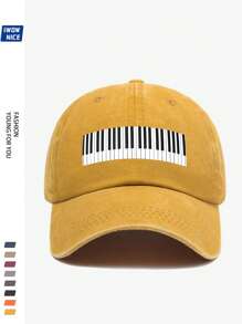Charming Music Baseball Cap With Piano Print, Casual Trucker Hat Unisex Hip Hop Music Party Sun Hat For Men And Women. Comfortable Breathable Vintage Curved Brim. Adjustable Size, Suitable For Daily Casual, Outdoor, Beach, Hunting, Fishing, Music Festival, Easter, Father's Day, Mother's Day And Ideal Gift For Friends. All Season Accessory.