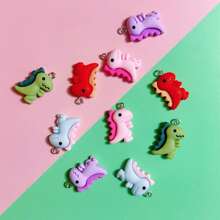 10pcs Random Assorted Colorful Cartoon Mini Dinosaur Beads, Suitable For DIY Jewelry Making Pendants Earrings Necklaces Bracelets Keychains Bag Charms, Resin Crafting Supplies