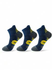 3 双专业运动袜男士马拉松跑步短袜男女士户外健身压缩踝袜厚毛巾底篮球袜男加大码 37-45