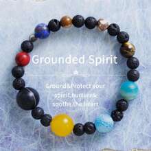 复古串珠手链，天然石串珠手链，节日礼物，生日礼物，时尚炫酷手链礼物，男女皆宜 - 彩色 - 查看 1