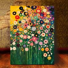 1pc Bloemen geïnspireerde canvas schilderij print, Klimt stijl wanddecoratie, perfecte lente huisdecoratie en vakantie cadeau