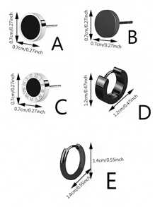 钛钢耳环套装，新款时尚朋克男士耳环，简约优雅的设计，复古不褪色女士耳环，百搭时尚配饰 - 彩色 - 查看 14
